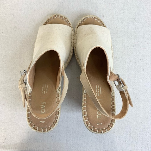 Toms - Monica Classic Linen/Leather Wedge Slingback Espadrille Sandal - Size 10 - Picture 7 of 11
